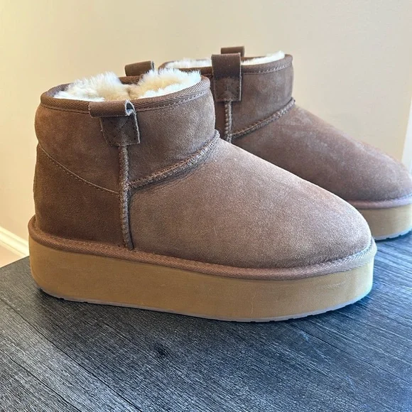 EMU Australia Stinger Micro Waterproof Suede Sheepskin Boot, Chestnut, Size 10 - Picture 3 of 8